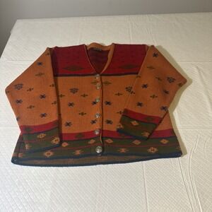 Cardigan Sweater Vtg 90s Y2K Colorful Size  S/M Teacher Preppy Southwest